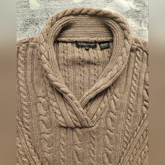 Jeanne Pierre Sweater Women's L Brown Cable Knit 100%Cotton Sweater - Picture 4 of 10